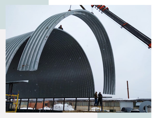 Полукруглые ангары в Кандалакше